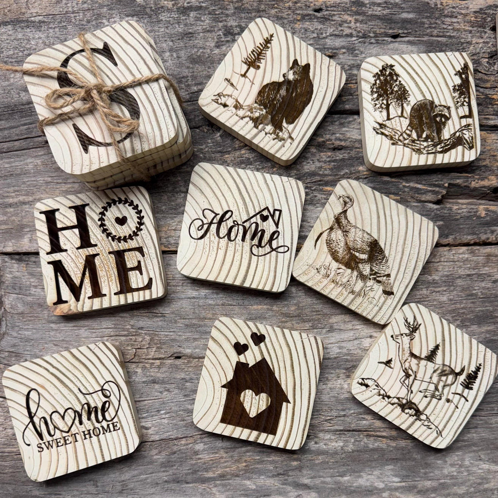 engraved wooden coasters