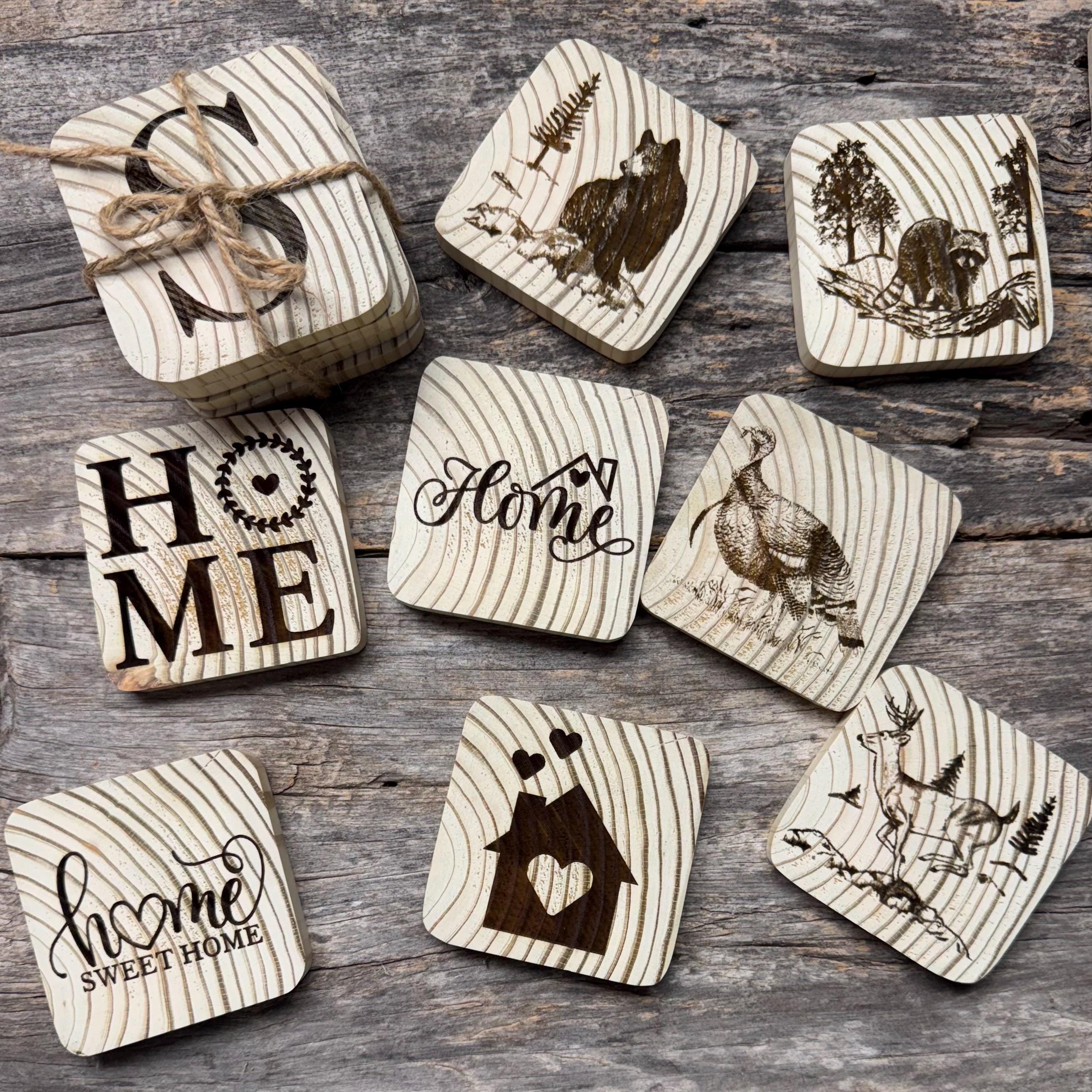 engraved wooden coasters