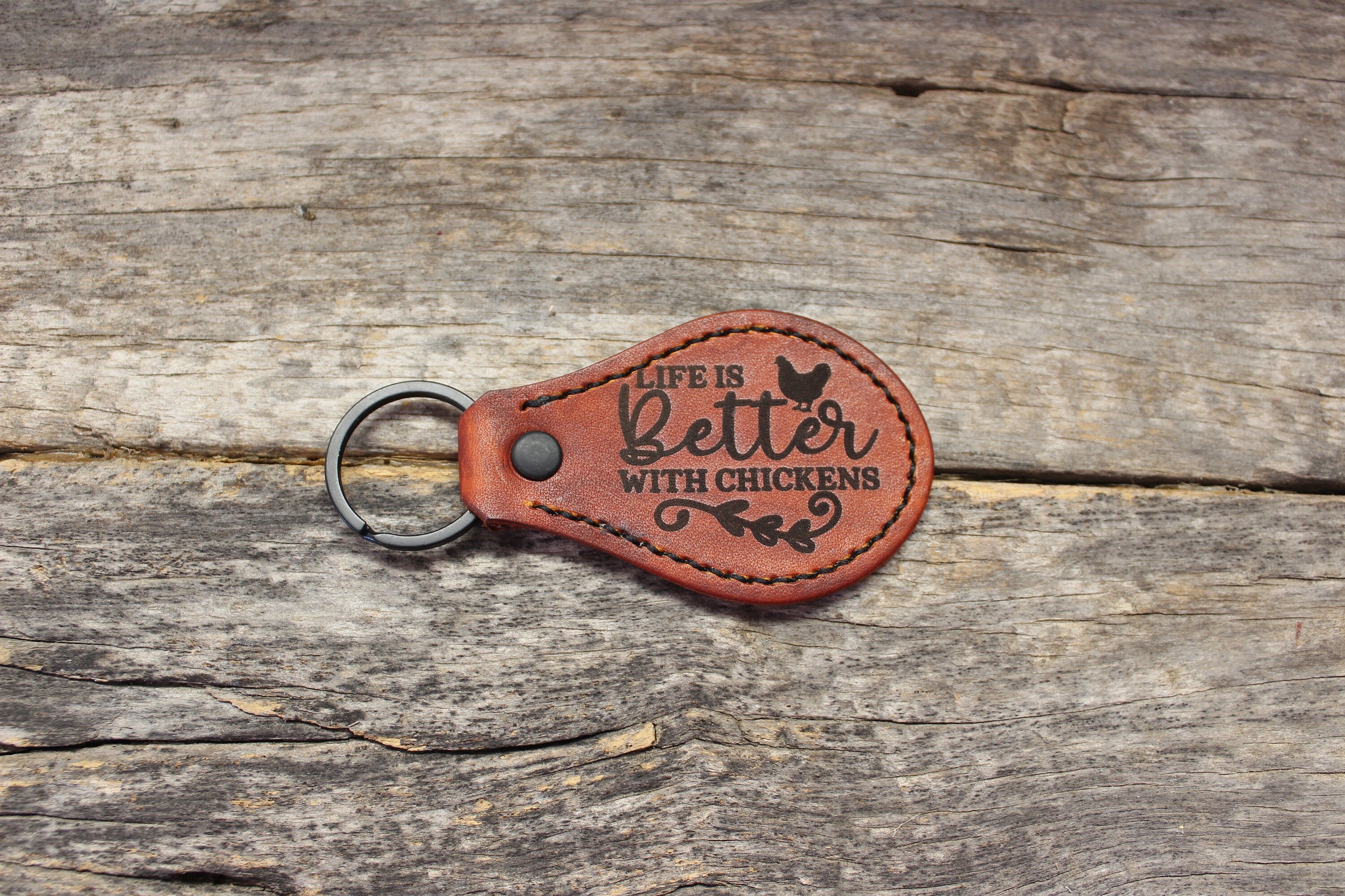 Leather Chicken Keychain: Personalized Chicken Lover Gift