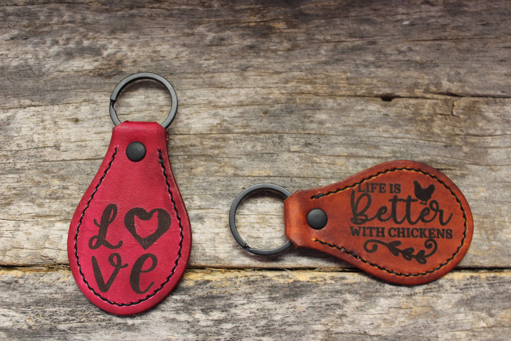 Leather Chicken Keychain: Personalized Chicken Lover Gift