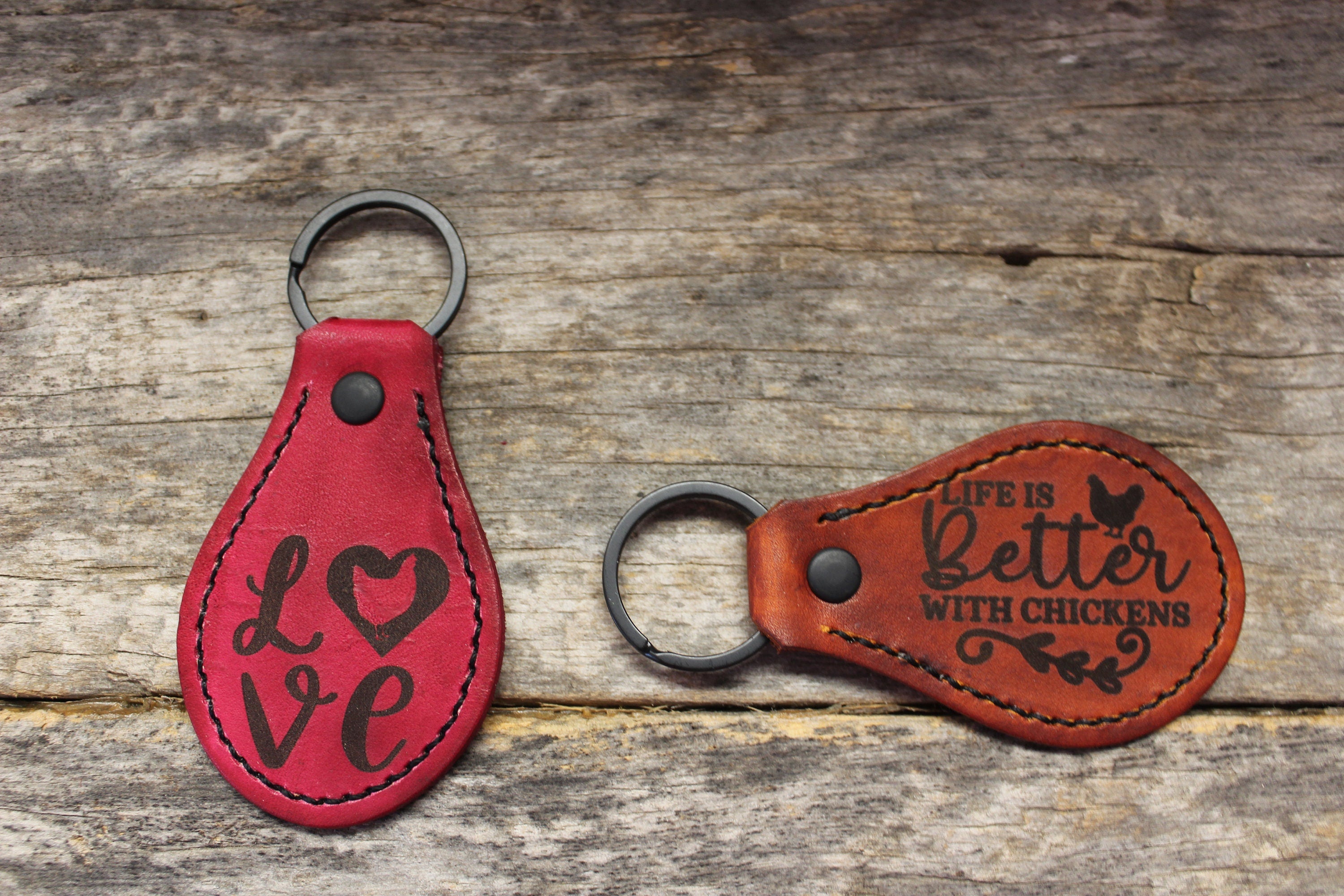 Leather Chicken Keychain: Personalized Chicken Lover Gift