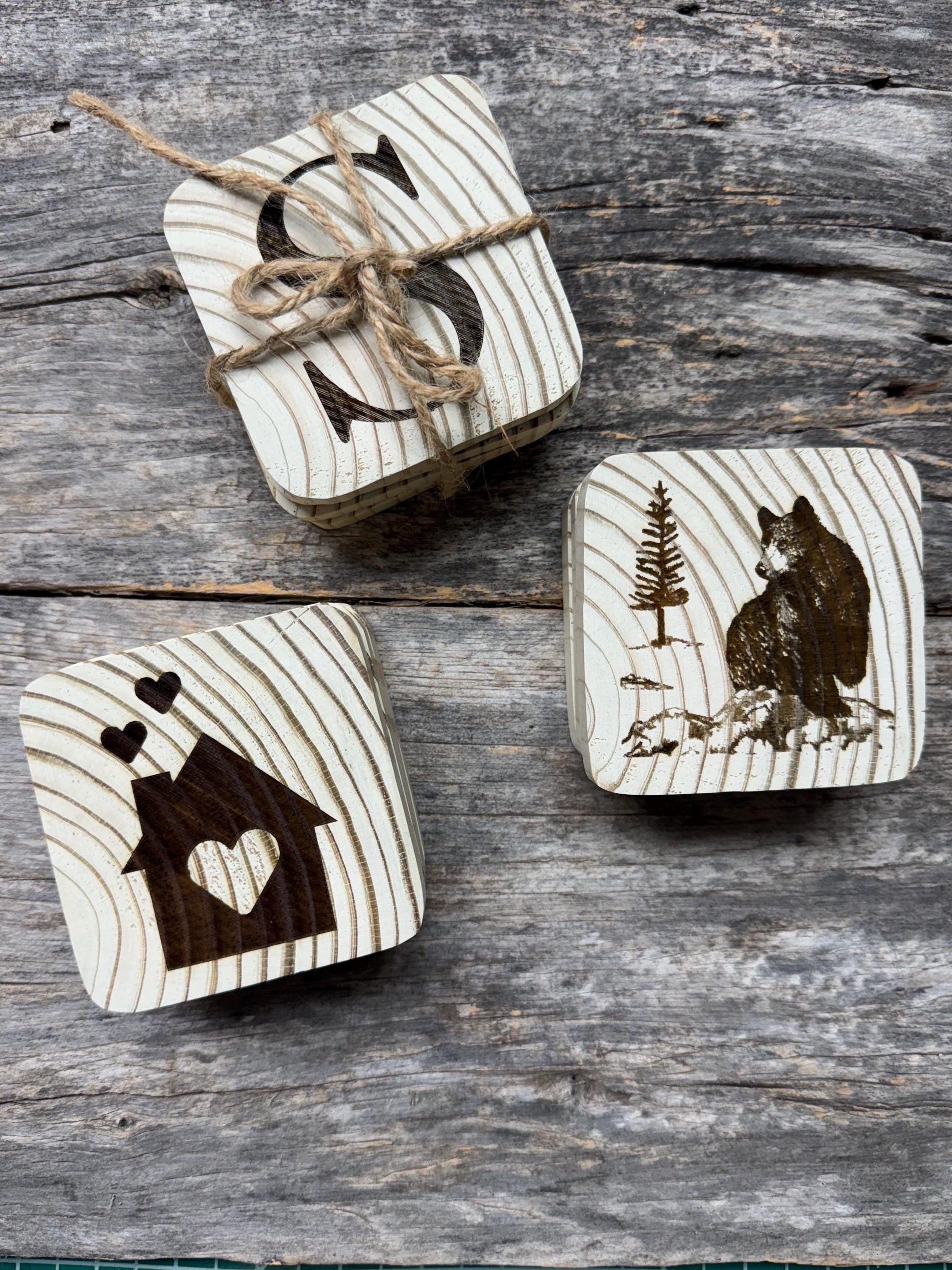 engraved wooden coasters